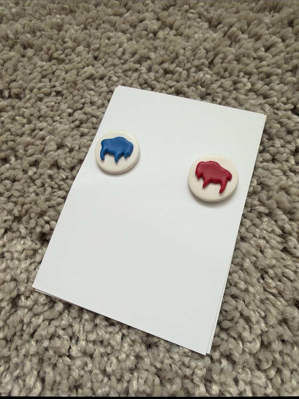 🦬 Buffalo Stud Earrings - Blue & Red